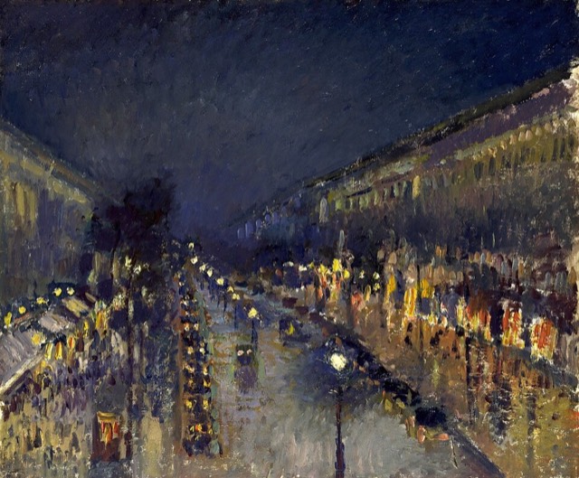 The Boulevard Montmartre at Night, Camille Pissarro, 1897